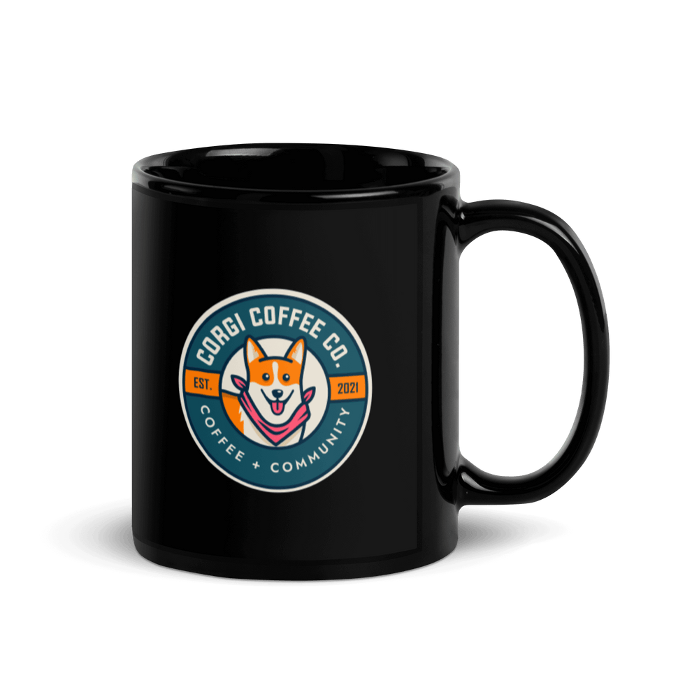 
            
                Load image into Gallery viewer, Corgi Coffee Co. Logo Black Mug
            
        